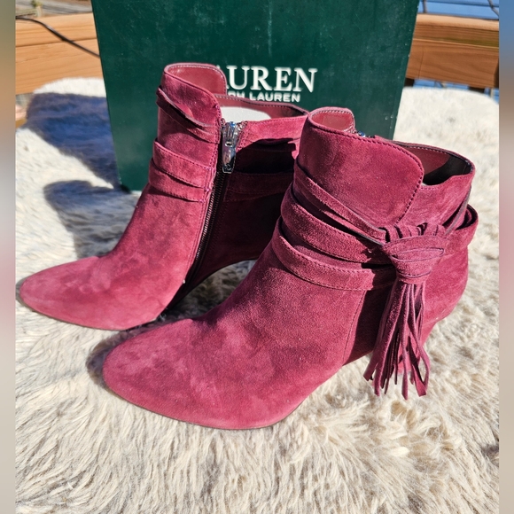 Ralph Lauren Red Booties with Tassle - Picture 1 of 5
